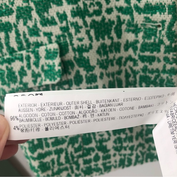 ZARA Green Jacquard tweed Jacket with Patch Pockets SZ M - Picture 9 of 16